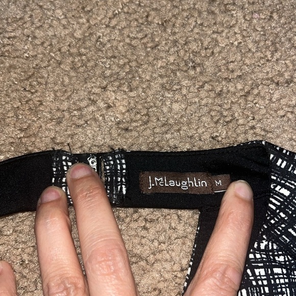 J. McLaughlin Barry Sleeveless Jewel Neck Montego Scuba Dress Black White Medium - Picture 7 of 8